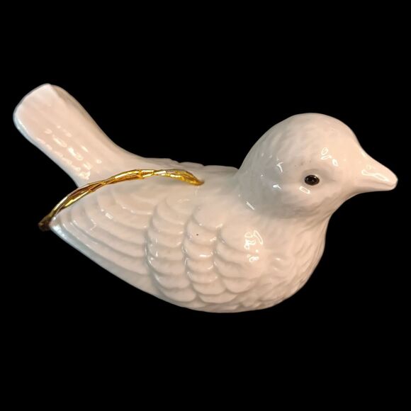 Vintage Pair Of White Bird Dove Porcelain Christmas Ornaments Glossy 3" x 1.5" - Picture 10 of 10